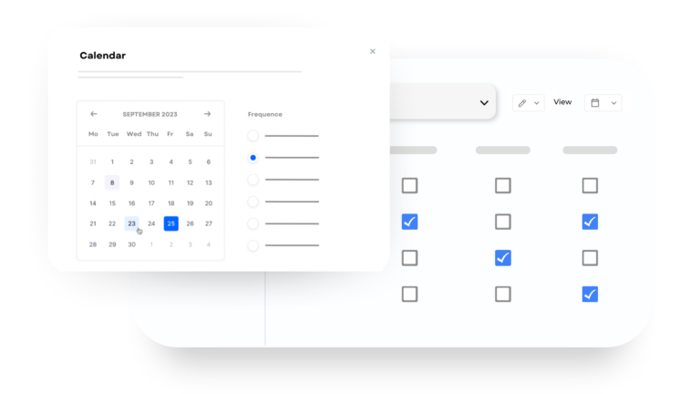Calendrier de planification Cirrus Shield avec choix de la date et de la fréquence